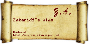 Zakariás Alma névjegykártya